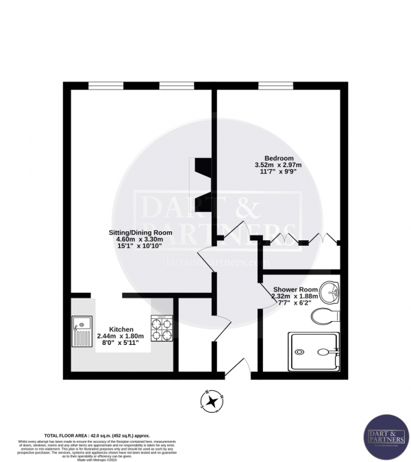 Floor Plan Image for 1 Bedroom Apartment for Sale in Marine Parade, Shaldon