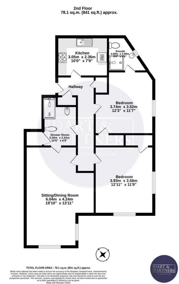 Floor Plan Image for 2 Bedroom Apartment for Sale in Den Promenade, Teignmouth