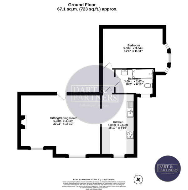 Floor Plan Image for 1 Bedroom Ground Flat for Sale in Reed Vale, Teignmouth