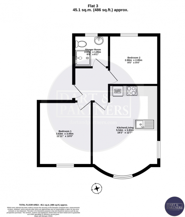 Floor Plan Image for 2 Bedroom Apartment for Sale in Den Promenade, Teignmouth