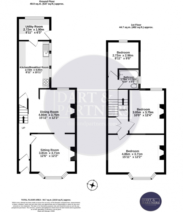 Floor Plan Image for 3 Bedroom Terraced House for Sale in Alexandra Terrace, Teignmouth