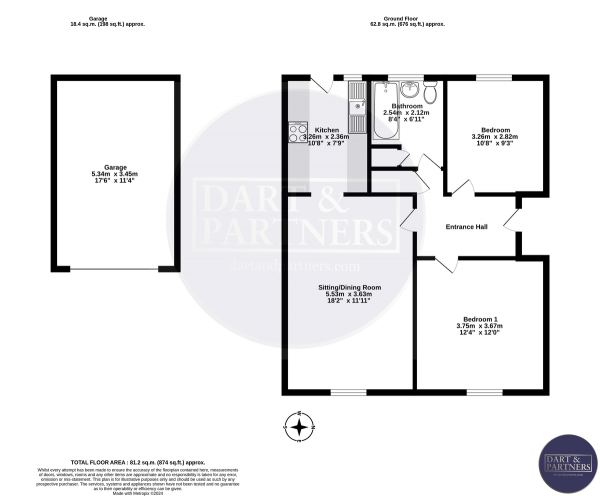 Floor Plan Image for 2 Bedroom Detached Bungalow for Sale in Haytor Close, Teignmouth