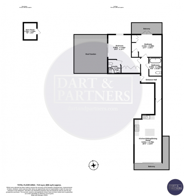 Floor Plan Image for 2 Bedroom Apartment for Sale in Carlton Place, Teignmouth