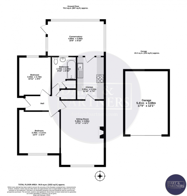 Floor Plan Image for 2 Bedroom Detached Bungalow for Sale in Valley Close, Teignmouth