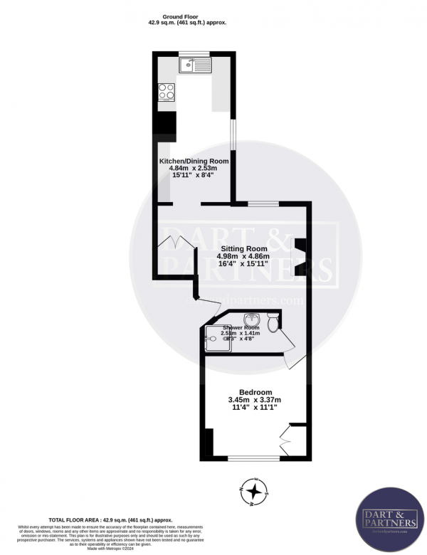 Floor Plan Image for 1 Bedroom Apartment for Sale in Orchard Gardens, Teignmouth