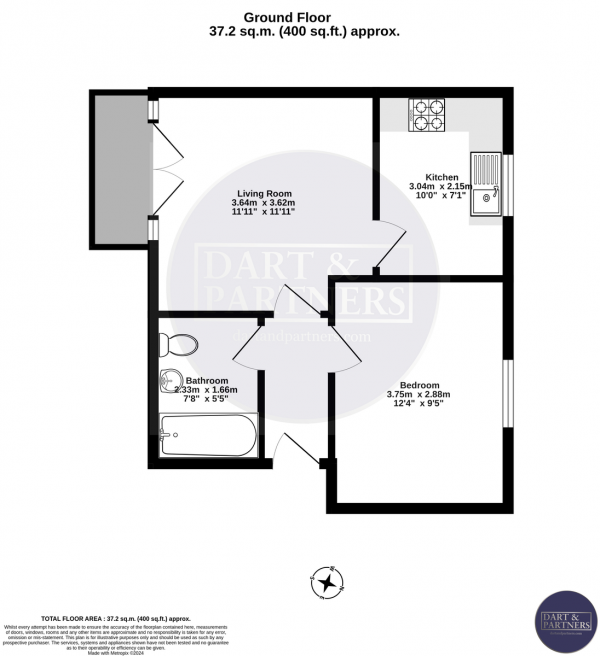 Floor Plan Image for 1 Bedroom Apartment for Sale in Clay Lane, Teignmouth