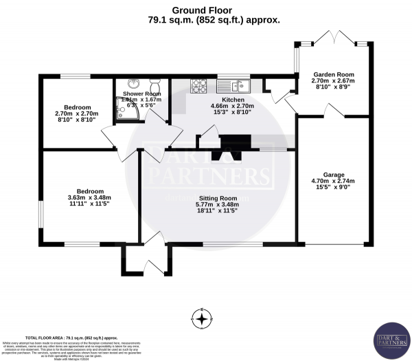 Floor Plan Image for 2 Bedroom Detached Bungalow for Sale in Winston Court, Teignmouth