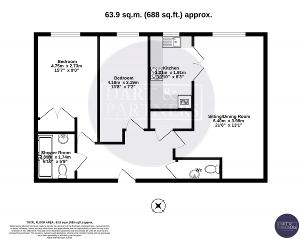 Floor Plan Image for 2 Bedroom Apartment for Sale in Den Crescent, Teignmouth