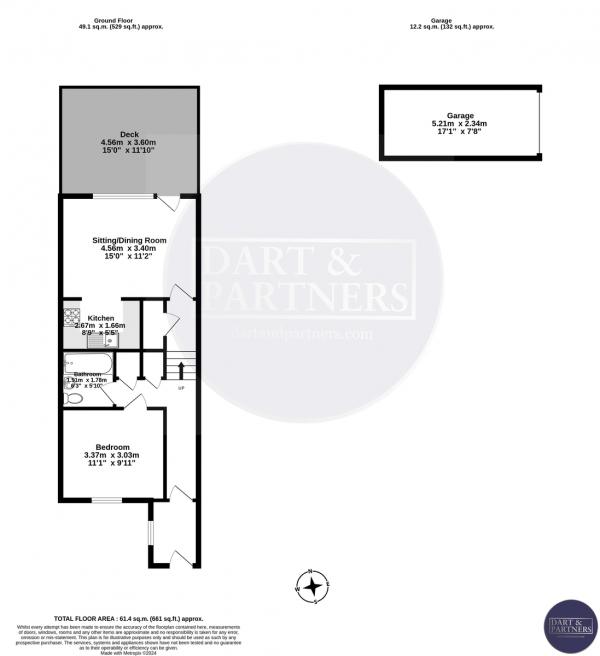 Floor Plan Image for 1 Bedroom Terraced Bungalow for Sale in Bishop Wilfrid Road, Teignmouth