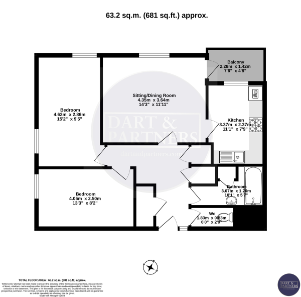 Floor Plan Image for 2 Bedroom Apartment for Sale in Kingsway, Teignmouth