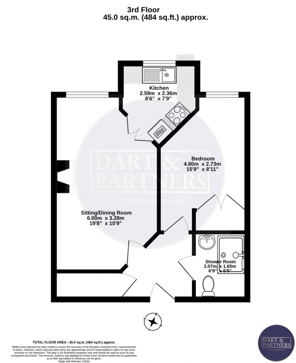 Floor Plan Image for 1 Bedroom Apartment for Sale in Den Crescent, Teignmouth