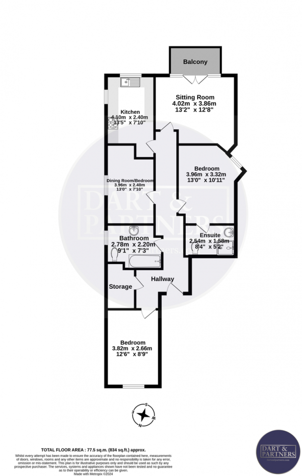 Floor Plan Image for 3 Bedroom Apartment for Sale in Maudlin Drive, Teignmouth