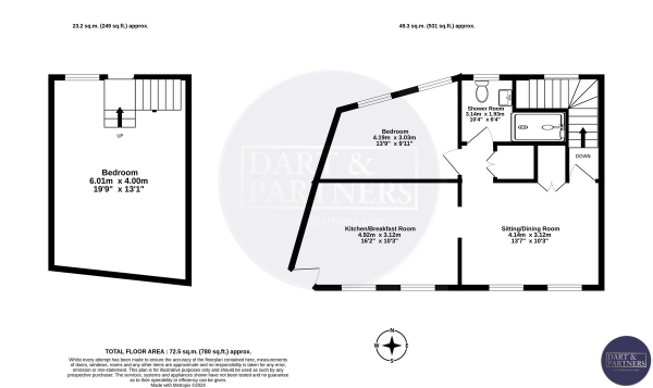 Floor Plan Image for 2 Bedroom End of Terrace House for Sale in Bitton Park Road, Teignmouth