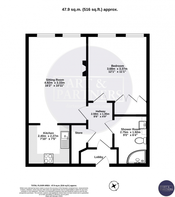 Floor Plan Image for 1 Bedroom Apartment for Sale in Marine Parade, Shaldon