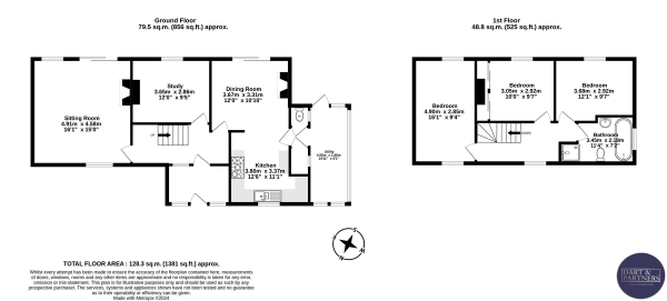 Floor Plan Image for 3 Bedroom Detached House for Sale in Forder Lane, Bishopsteignton