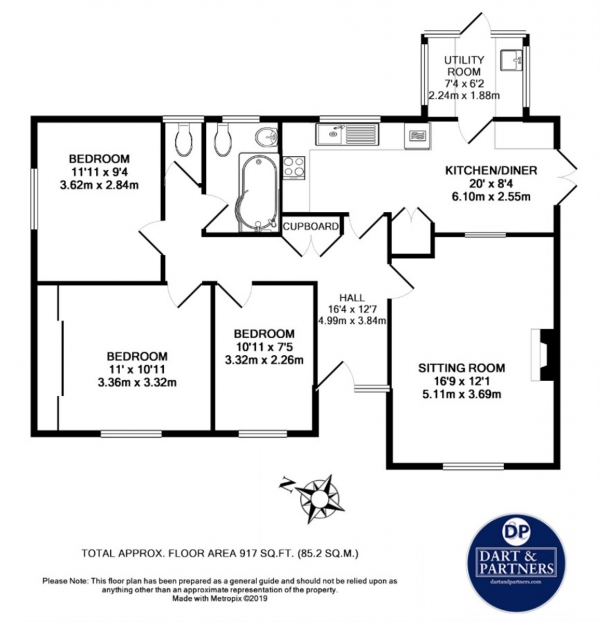 Floor Plan Image for 3 Bedroom Detached Bungalow for Sale in Westbrook Avenue, Teignmouth