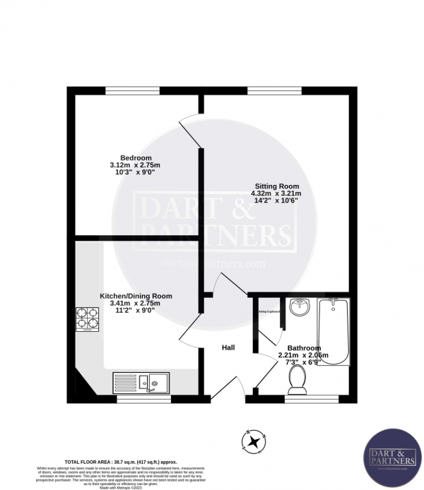 Floor Plan Image for 1 Bedroom Apartment for Sale in Daimonds Lane, Teignmouth