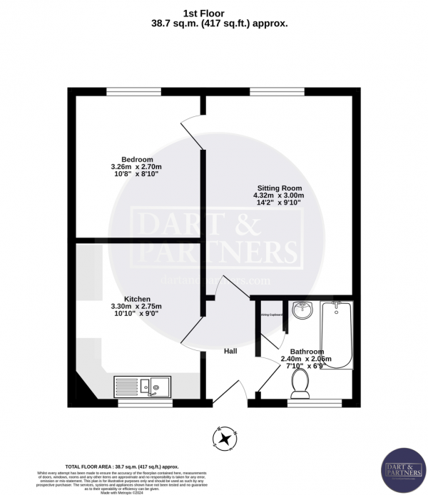 Floor Plan Image for 1 Bedroom Apartment for Sale in Daimonds Lane, Teignmouth