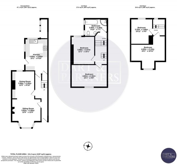 Floor Plan Image for 4 Bedroom Terraced House for Sale in Bitton Avenue, Teignmouth