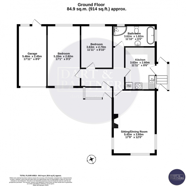 Floor Plan Image for 2 Bedroom Detached Bungalow for Sale in Charlemont Road, Teignmouth