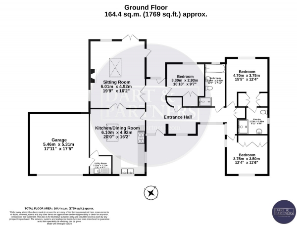 Floor Plan Image for 3 Bedroom Detached Bungalow for Sale in Cockhaven Mead, Bishopsteignton