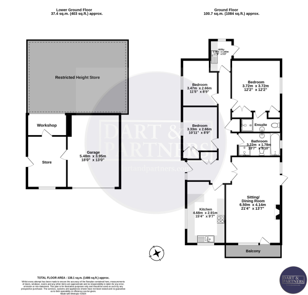 Floor Plan Image for 3 Bedroom Detached Bungalow for Sale in Stowey Grove, Dawlish Road, Teignmouth