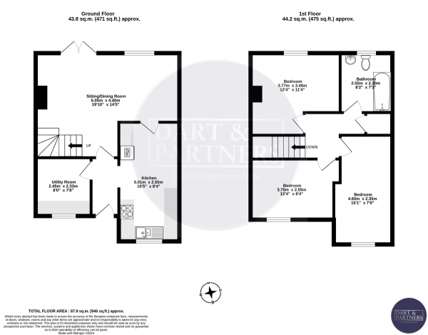 Floor Plan Image for 3 Bedroom End of Terrace House for Sale in Church Mews, Kingsteignton