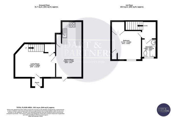 Floor Plan Image for 1 Bedroom Ground Maisonette for Sale in West Cliff, Dawlish