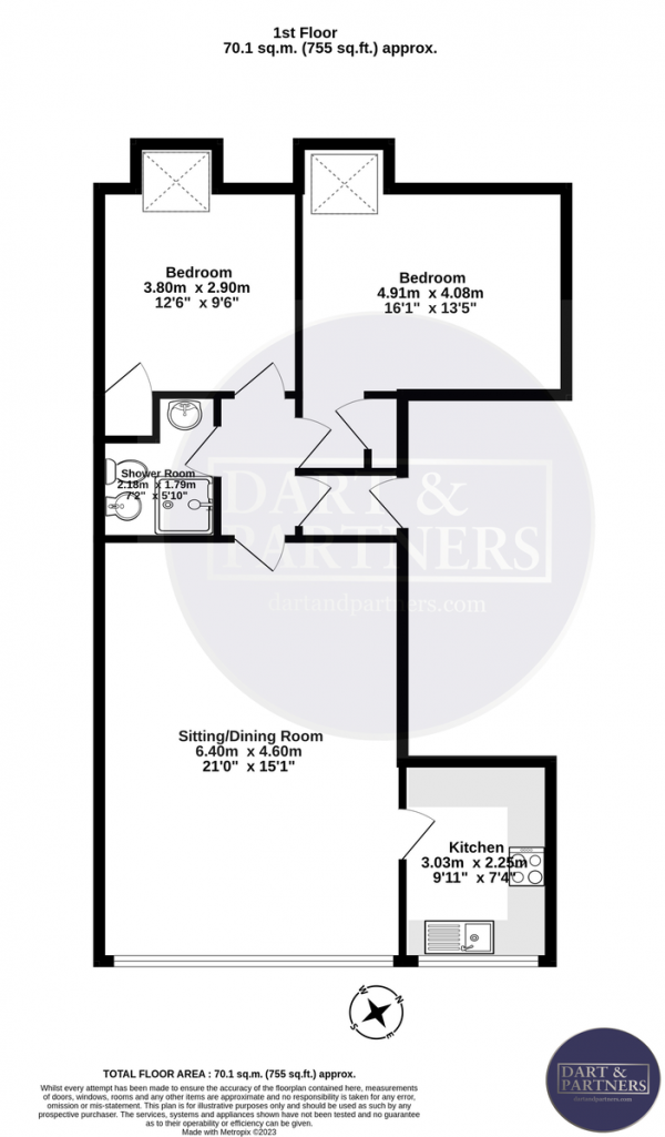 Floor Plan Image for 2 Bedroom Apartment for Sale in Marine Parade, Dawlish