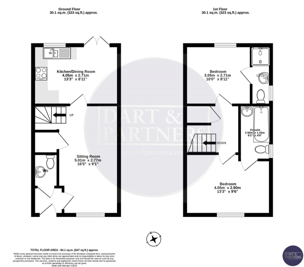 Floor Plan Image for 2 Bedroom End of Terrace House for Sale in Juniper Drive, Dawlish