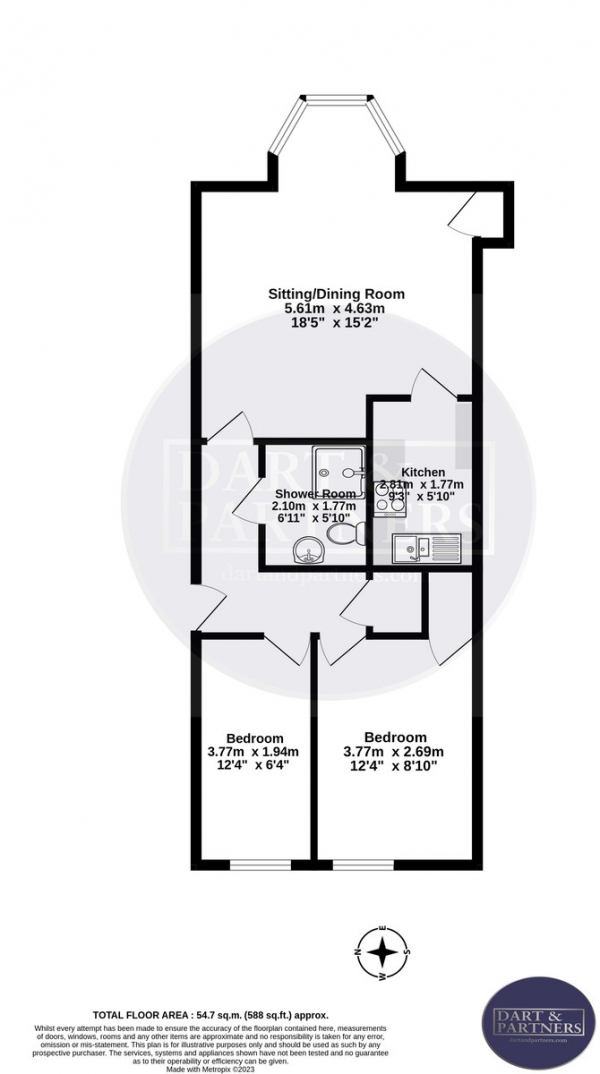 Floor Plan Image for 2 Bedroom Apartment for Sale in Brooklands, Dawlish