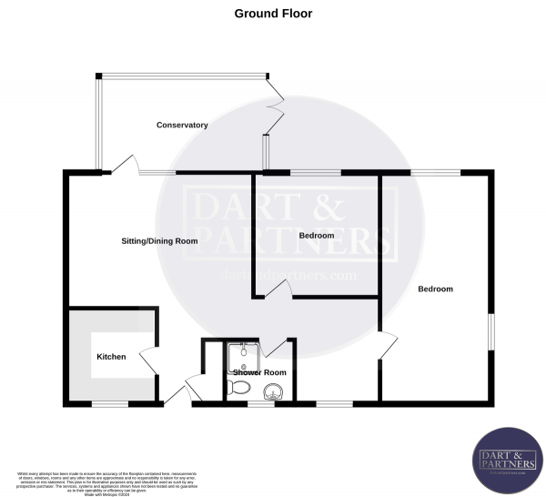 Floor Plan for 2 Bedroom Detached Bungalow for Sale in Heywood Drive, Starcross, EX6, 8SD -  &pound270,000