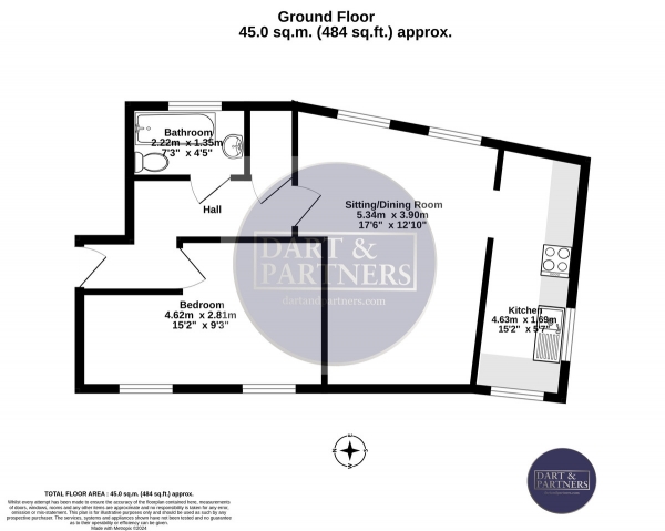 Floor Plan Image for 1 Bedroom Apartment for Sale in West Cliff, Dawlish