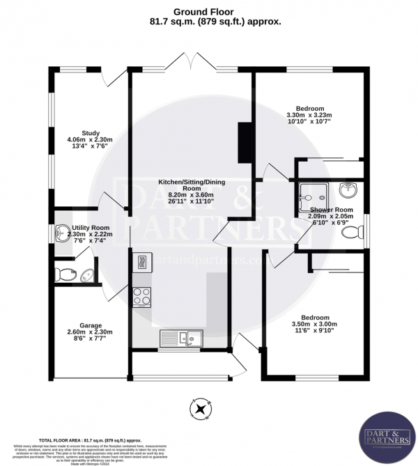 Floor Plan Image for 3 Bedroom Detached Bungalow for Sale in Elm Grove Road, Dawlish