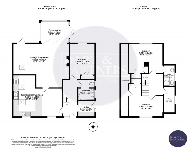 Floor Plan Image for 3 Bedroom Detached House for Sale in Stonelands Park, Dawlish