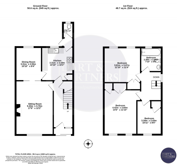 Floor Plan Image for 3 Bedroom End of Terrace House for Sale in West Cliff Park Drive, Dawlish