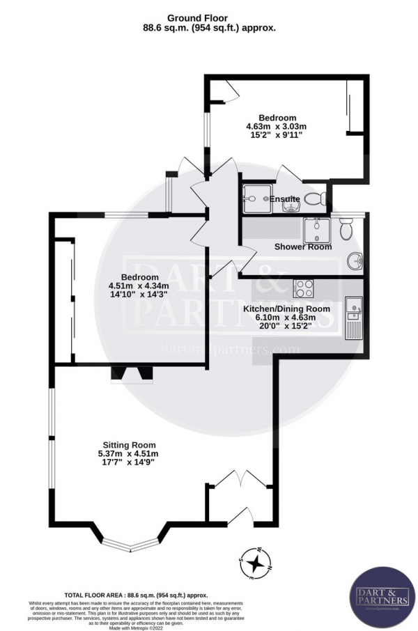 Floor Plan Image for 2 Bedroom Apartment for Sale in Lawn Terrace, Dawlish