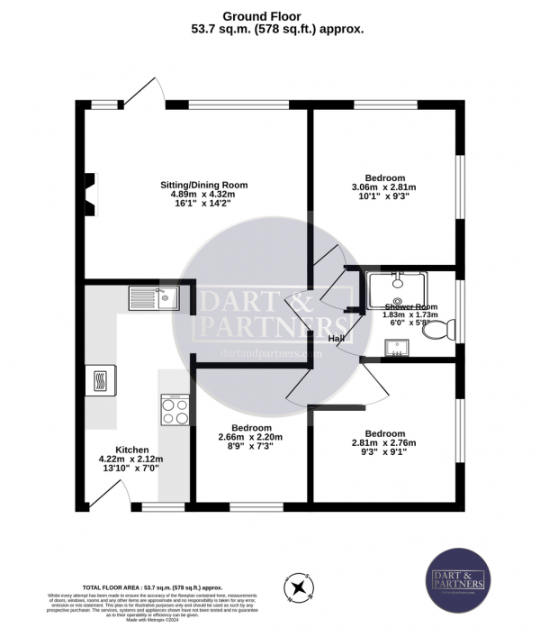 Floor Plan Image for 3 Bedroom Ground Flat for Sale in Lee Cliff Park, Dawlish Warren