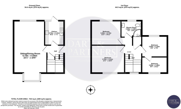 Floor Plan Image for 3 Bedroom Terraced House for Sale in Morningside, Dawlish