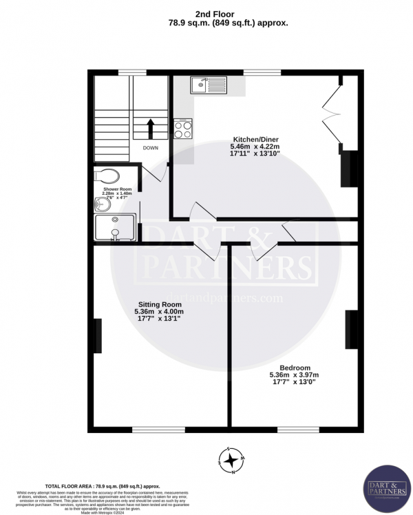 Floor Plan Image for 1 Bedroom Apartment for Sale in Barton Terrace, Dawlish