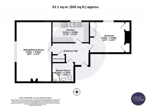 Floor Plan Image for 1 Bedroom Flat for Sale in East Cliff Road, Dawlish