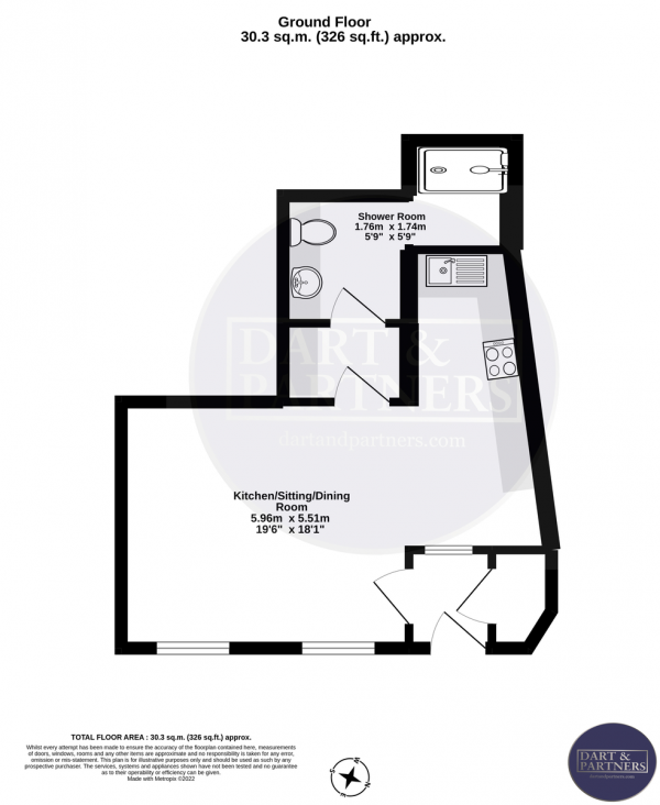 Floor Plan Image for 1 Bedroom Studio for Sale in Beach Street, Dawlish