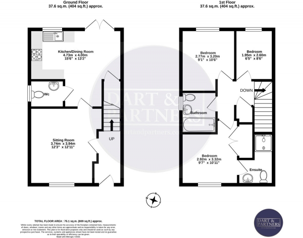 Floor Plan Image for 3 Bedroom Terraced House for Sale in Morlaix Close, Dawlish