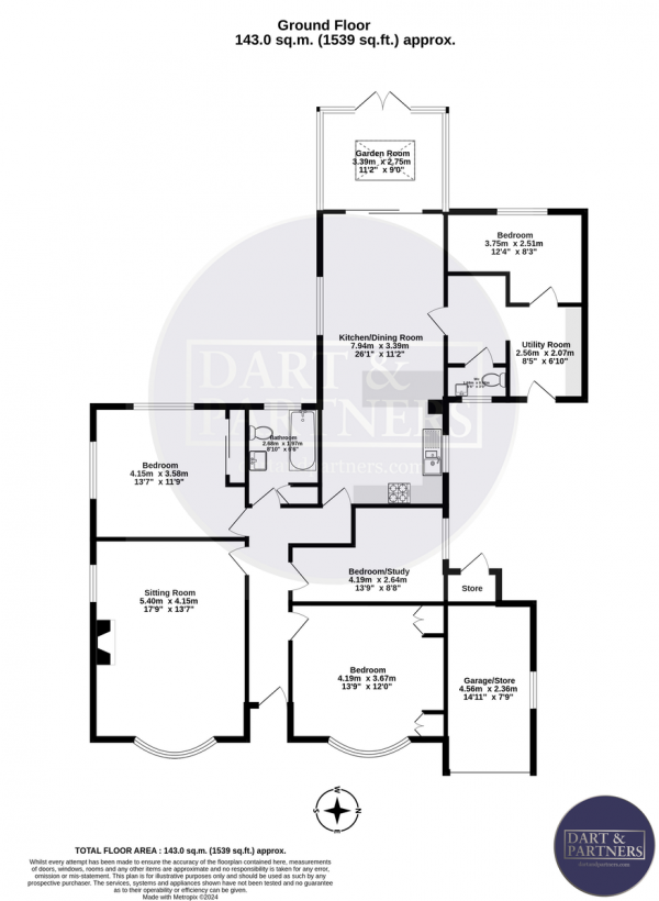 Floor Plan Image for 4 Bedroom Detached Bungalow for Sale in Lower Drive, Dawlish