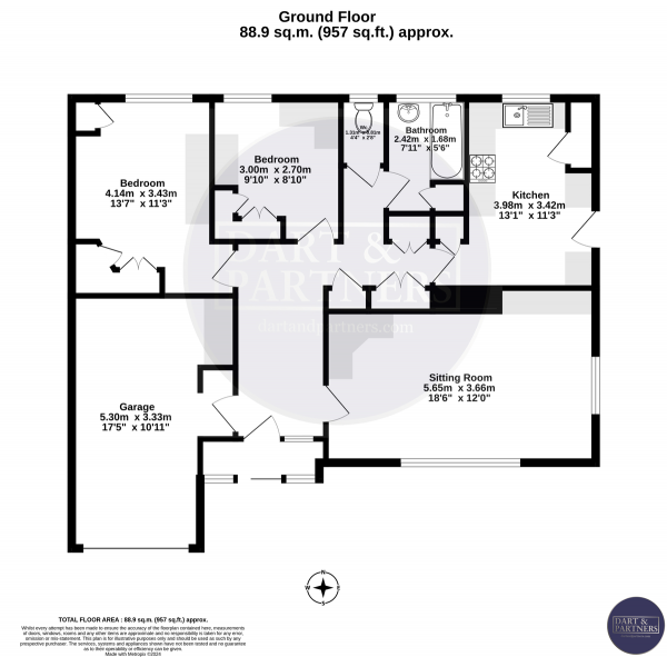 Floor Plan Image for 2 Bedroom Detached Bungalow for Sale in Meadow Rise, Dawlish