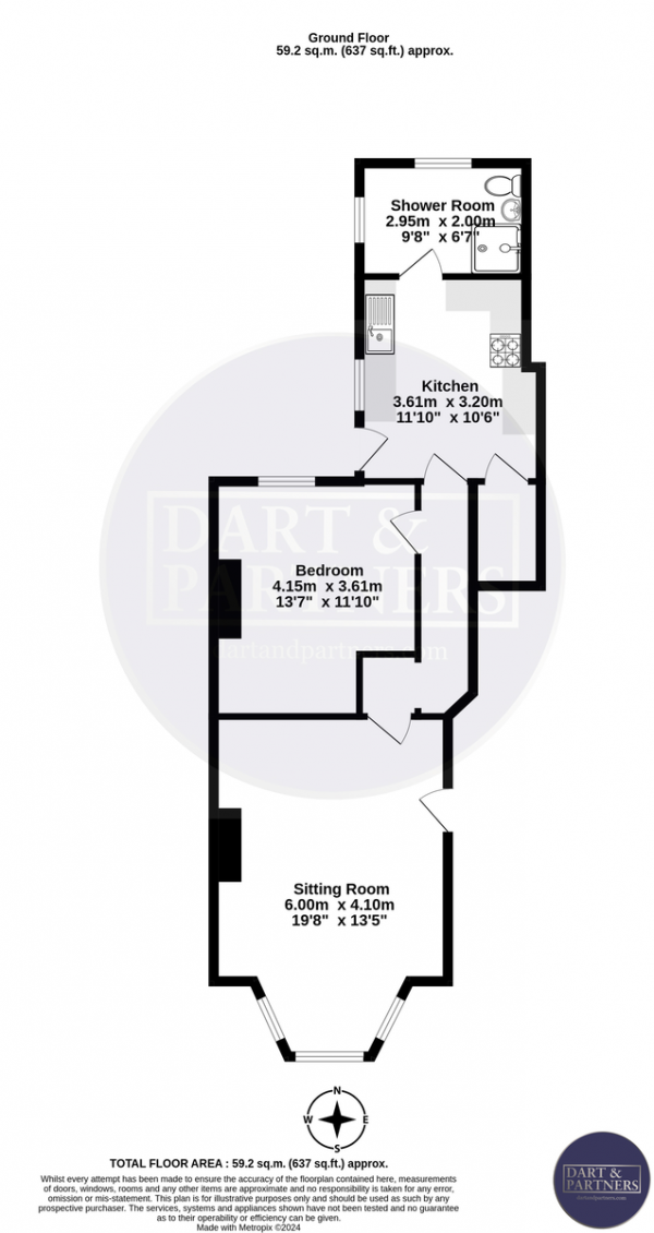 Floor Plan Image for 1 Bedroom Ground Flat for Sale in Exeter Road, Dawlish