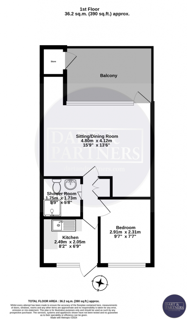 Floor Plan Image for 1 Bedroom Apartment for Sale in Lee Cliff Park, Dawlish Warren