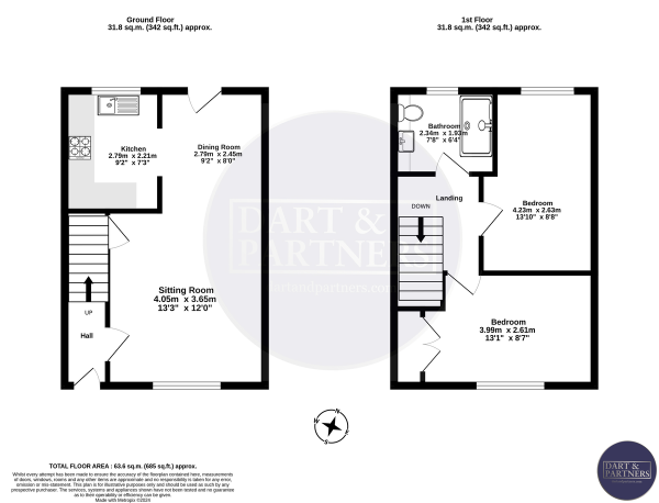 Floor Plan Image for 2 Bedroom End of Terrace House for Sale in Park Rise, Dawlish