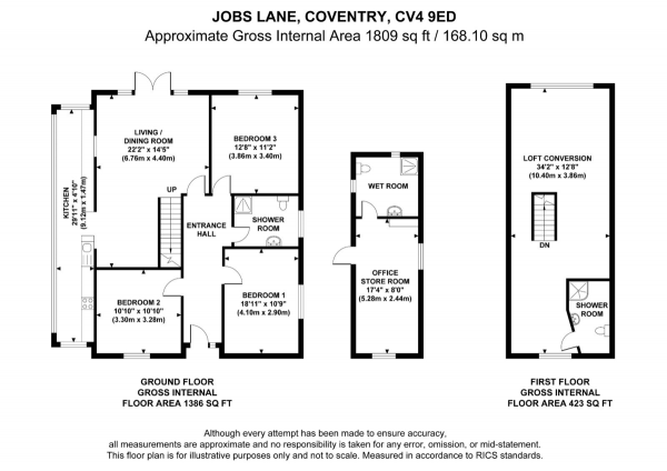 Floor Plan Image for 3 Bedroom Detached Bungalow for Sale in Jobs Lane, Tile Hill, Coventry,CV4 9ED
