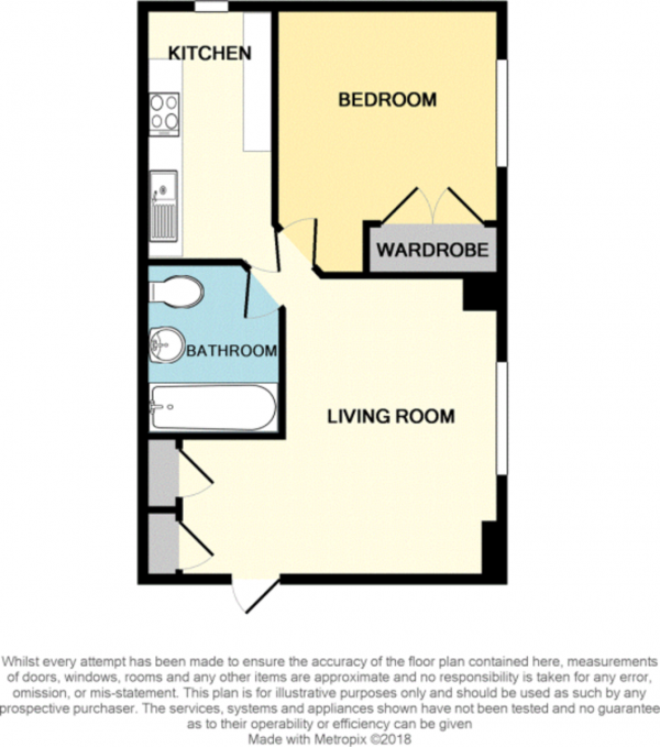 Floor Plan for 1 Bedroom Apartment for Sale in Anderton Road, Aldermans Green, Coventry, CV6 6JQ, CV6, 6JQ -  &pound105,000